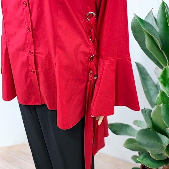 Midnight Velvet “Serena” Red High-Low Tunic - Picture 7 of 16